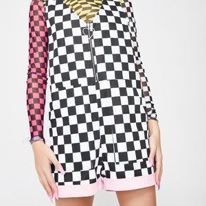 NWT Dolls Kill Lazy Oaf CHECK MATE ROMPER